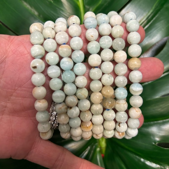 GORGEOUS caribbean calcite handmade beaded bracelet 8mm - Picture 5 of 6